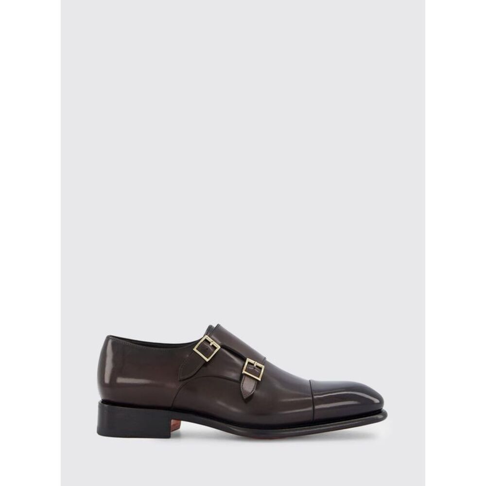 Santoni Men Brushed Leather Monk Strap Santoni